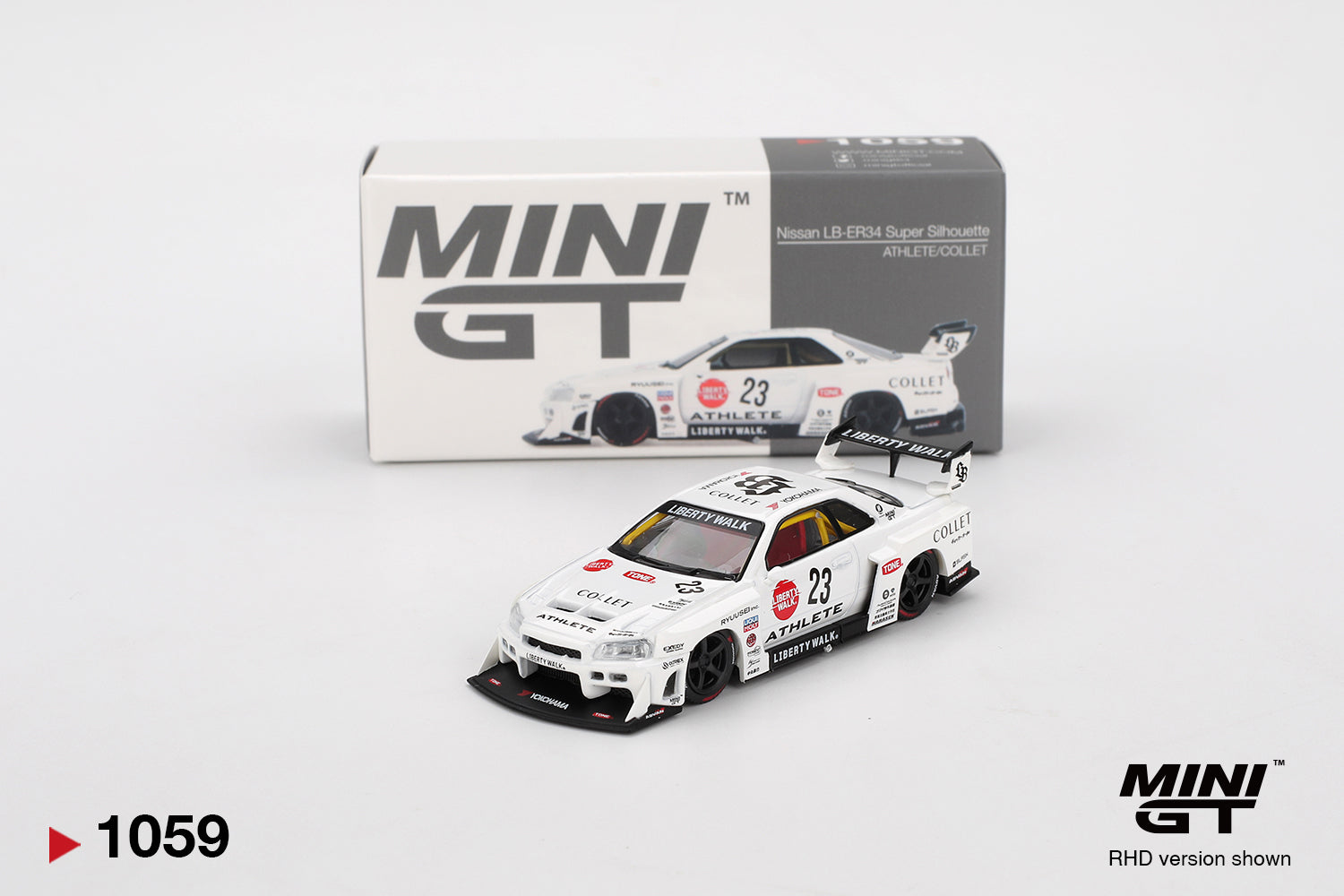 Mini GT - 1/64 Nissan R34 GTR Super Silhoutte - WHITE ATHLETE
