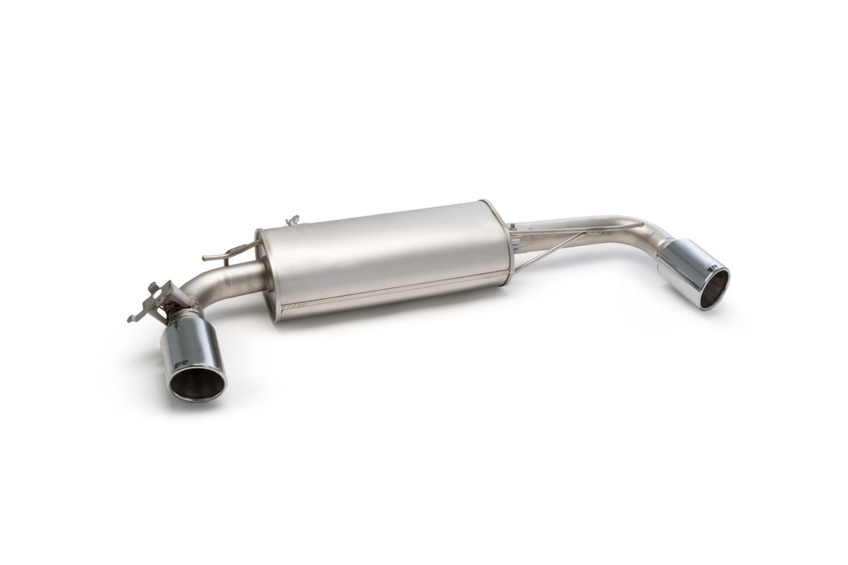 Exhaust Bundle for BMW 1 F40 JCW F54 & F60 Facelift Racing + Rear Silencer | 2x 102mm Chrome R-Logo Tips (#1)