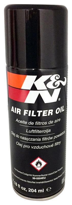 K&N - Air Filter Oil - 7.18 oz 204ml Aerosol - International - FILTER OIL; AEROSOL 7.18 FL OZ/204ML (EN/ES/SV/PL/CZ) (99-0504EU)