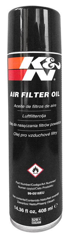 K&N - Air Filter Oil - 14.36 fl oz/408 ml Aerosol - Non-US - FILTER OIL; AEROSOL 14.36 FL OZ/408 ML (EN/ES/SV/PL/CZ) (99-0516EU)