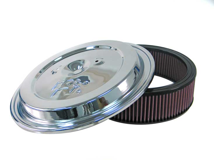 K&N - Replacement Air Filter w/Chrome Lid - CHROME/TOP,2 HL,W/E-1500; K&N LOGO (CE-1502)