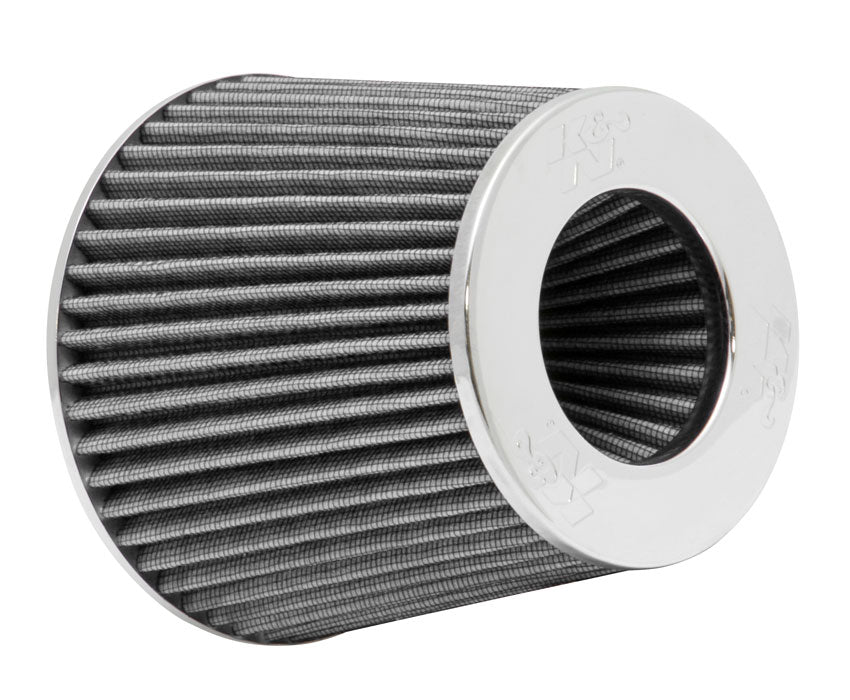 K&N - Universal Chrome Filter Multi Lingual - 6" OD B X 5.5"H W/4", 3-1/2", 3"DIA FLG INV TOP- MULTI LANGUAGE (RG-1001WT-L)