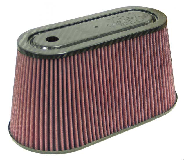 K&N - Universal Air Filter - Carbon Fiber Top and Base - 3-7/8"FLG OD, 12" X 6"B, 9-15/16" X 3-15/16"T, 6"H (RP-5070)