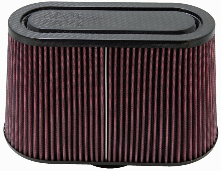 K&N - Universal Air Filter - Carbon Fiber Top and Base - 3-7/8" FLG OD, 12" X 6"B, 9-15/16" X 3-15/16"T, 7"H (RP-5103)