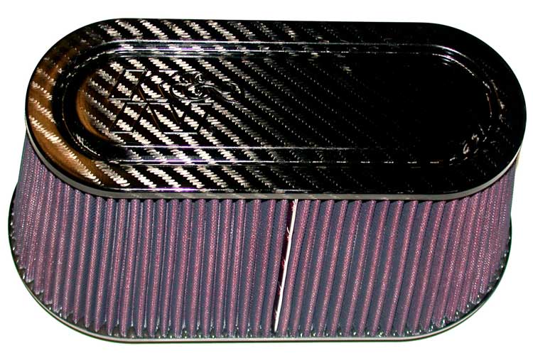 K&N - Universal Air Filter - Carbon Fiber Top & Base - 3-7/8"FLG OD, 12" X 6"B, 9-15/16" X 3-15/16"T, 6"H (RP-5115)