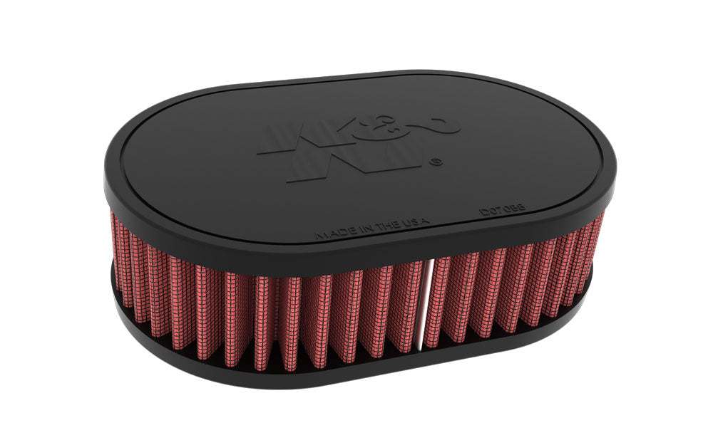K&N - Universal Clamp-On Air Filter - 2-1/16"O/S FLG, 7" X 4-1/2", 2"H, OVAL, W/VENT (RU-071V)