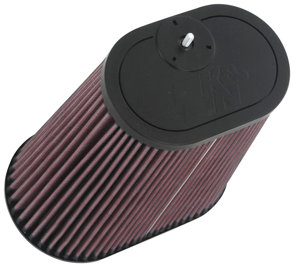 K&N - Universal Clamp-On Air Filter - 3-1/8" DUAL FLG, 8-7/8" X 5-3/16"B, 6-1/4" X 4"T, 9"H W/STUD (RU-1012)