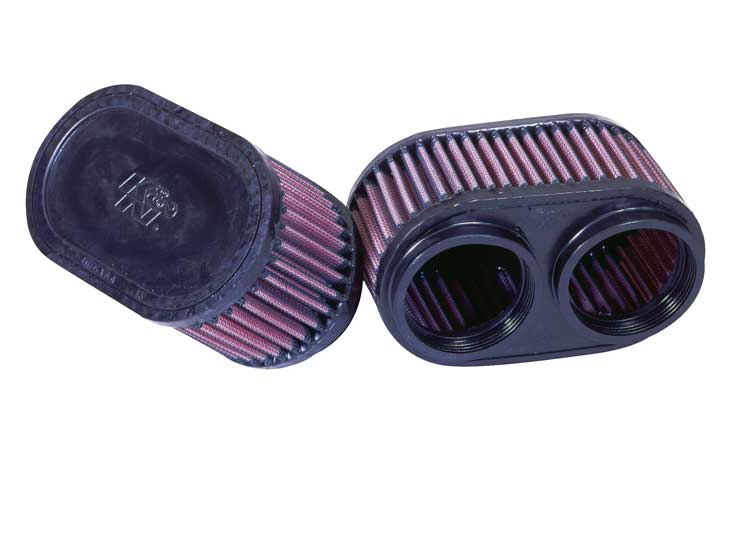 K&N - Universal Clamp-On Air Filter - 2-3/8"DUAL FLG, GSXR, OVAL (2 PER BOX) (RU-2922)