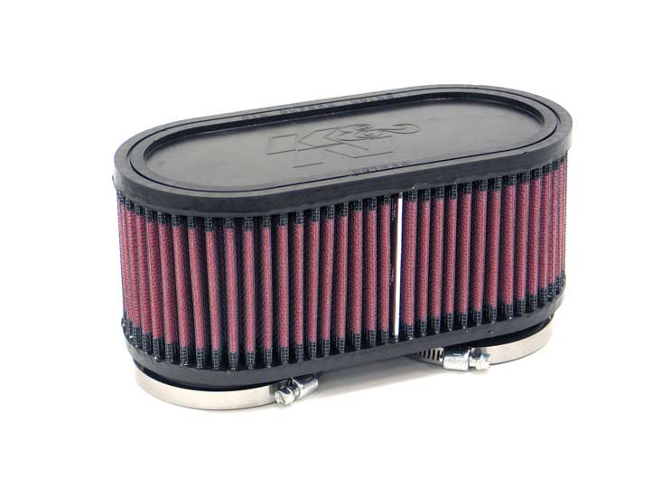 K&N - Universal Clamp-On Air Filter - 2-3/8"DUAL FLG, 107MM C-C, 3"H (RU-2970)