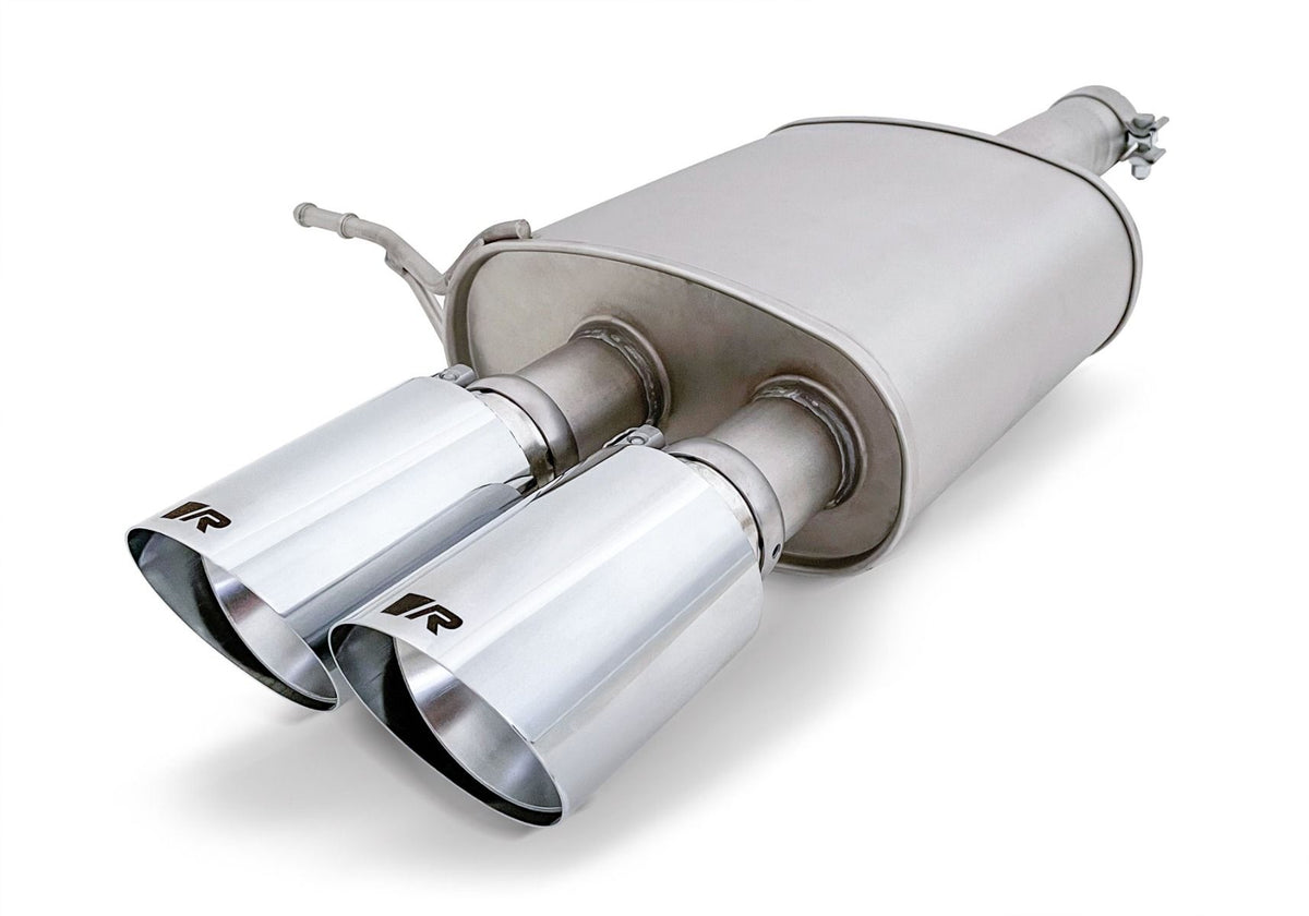 Axle-Back Exhaust System for Cooper S F56/F57 Facelift & John Cooper Works F56/F57 Facelift Racing Sport Silencer + Connection Tube | 2x 98mm Street Race Black Chrome Tips | Sound Controller