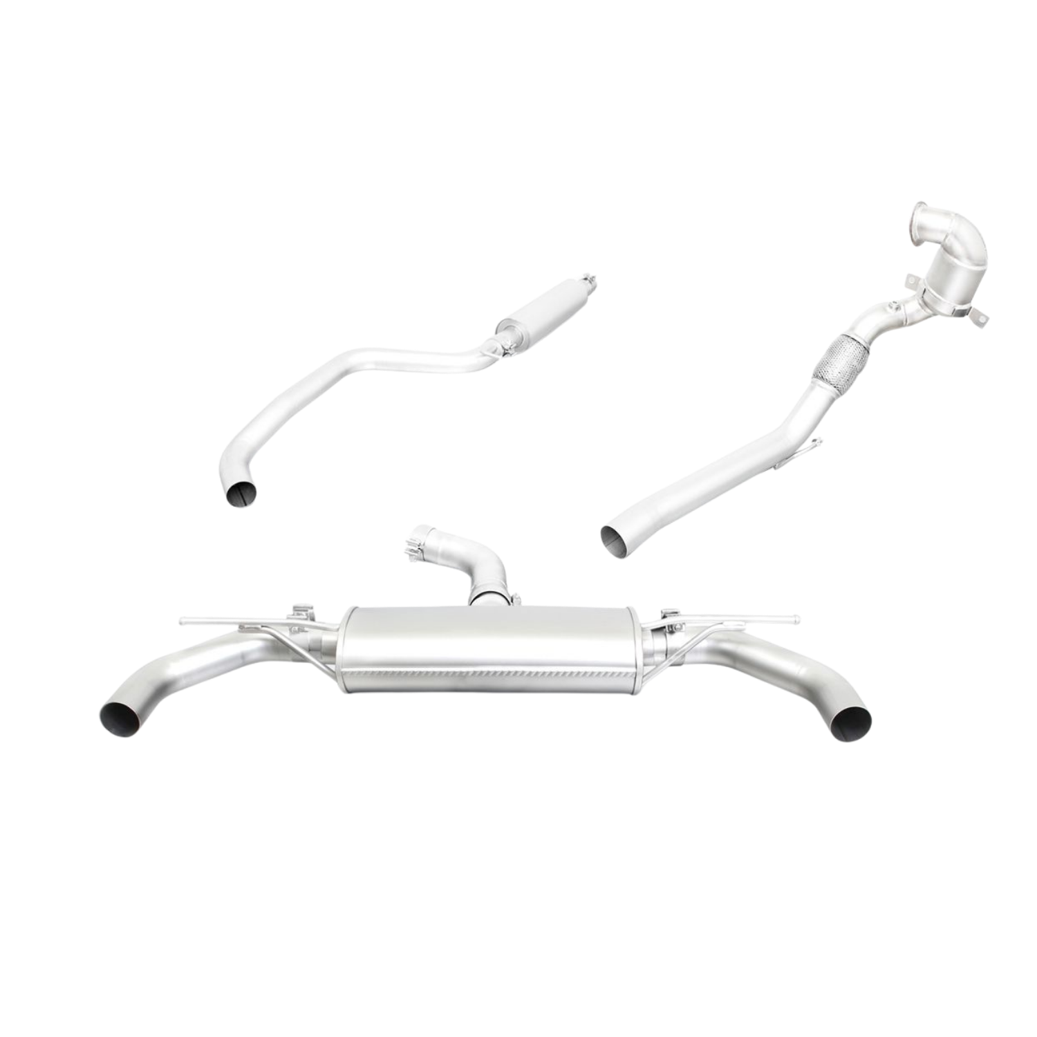 Sport Exhaust for Golf 7 AU Facelift Non-Resonated + Racing Sport Silencer | 2x 102mm Chrome Rolled Edge Tips