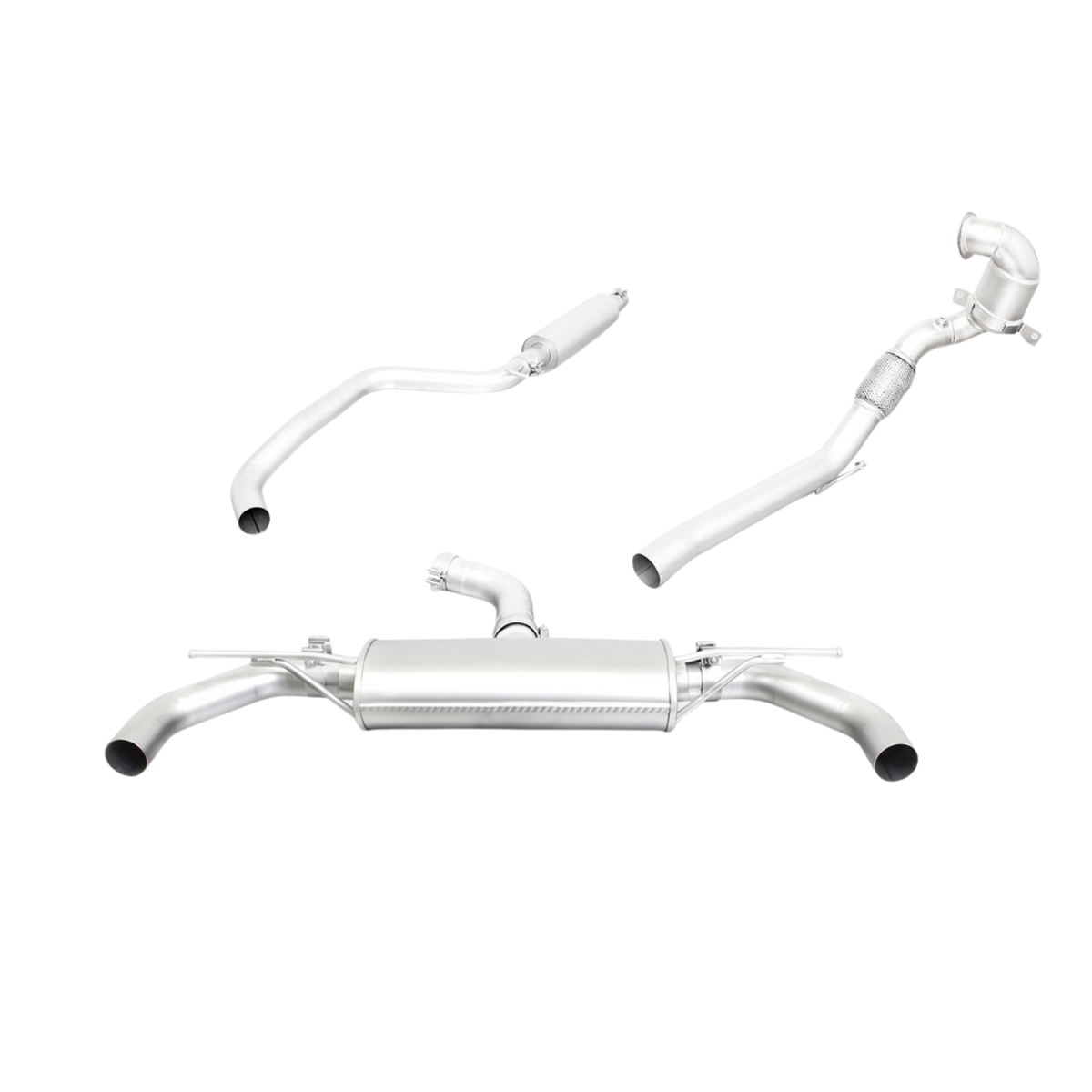 Sport Exhaust for Golf 7 AU Facelift Resonated + Racing Sport Silencer | 2x 100mm Titanium Black Tips