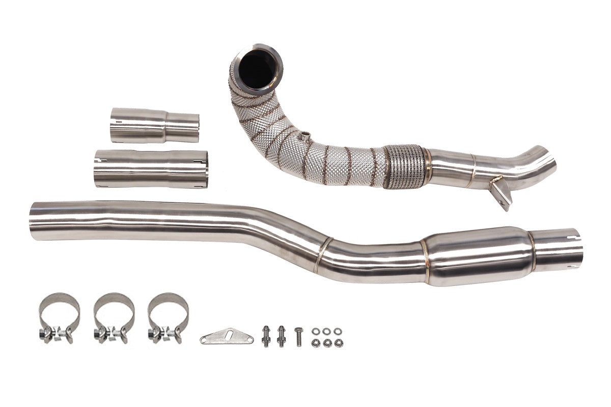 Image of Audi S3 VW Golf VII R 2.0T 12-20 Downpipe+Heat Shield 76mm