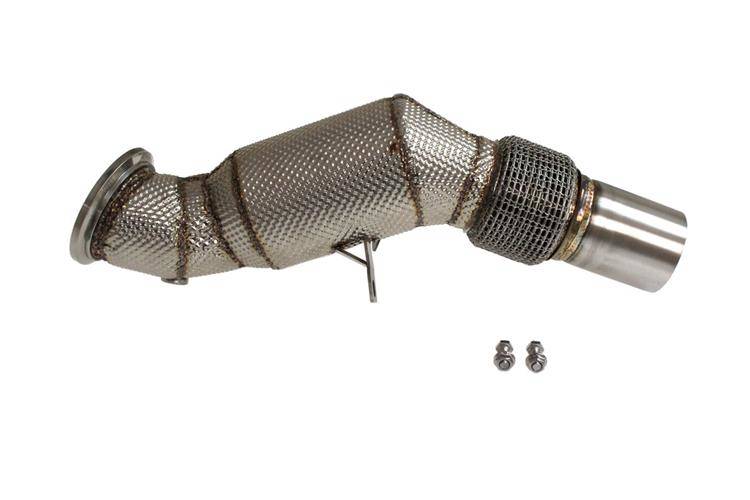 Image of BMW B48 F30 340i F32 440i 13-20 Downpipe+Heat Shield 85mm