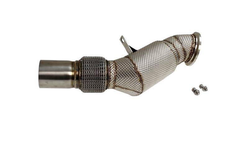 Image of BMW B48 F30 340i F32 13-20 Cat Downpipe+Heat Shield 90mm