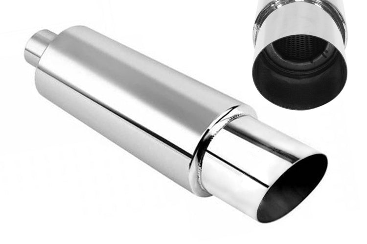 Universal Rear Muffler SIX 2x76mm Inlet 63.5mm V2