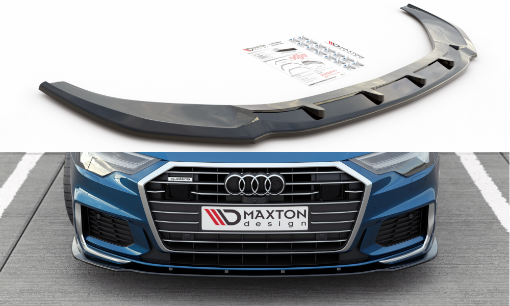 Image of Front Splitter V.2 Audi A6 S-Line / S6 C8 - Gloss Black