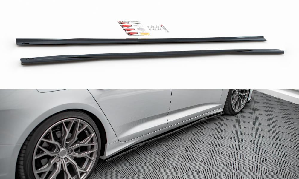 Image of Side Skirts Diffusers Aud A6 S-Line / S6 C8 - Gloss Black
