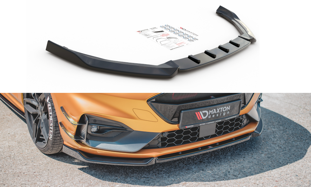 Image of Front Splitter V.7 Ford Focus ST / ST-Line MK4 - Gloss Black