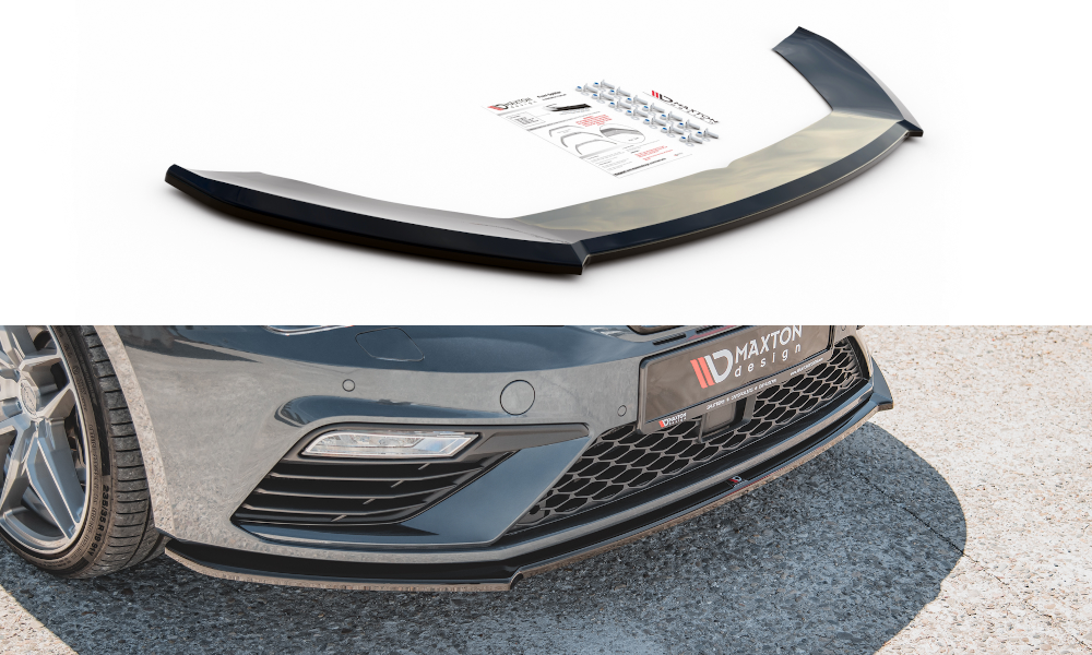 Image of Front Splitter V.4 Seat Leon Cupra / Fr MK3 FL - Gloss Black