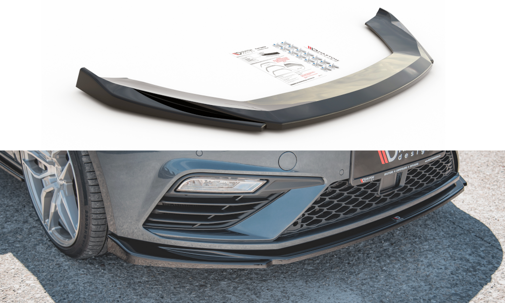 Image of Front Splitter V.5 Seat Leon Cupra / Fr MK3 FL - Gloss Black