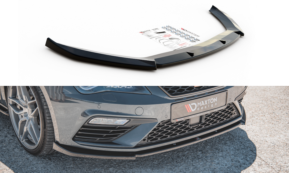 Image of Front Splitter V.6 Seat Leon Cupra / Fr MK3 FL - Gloss Black