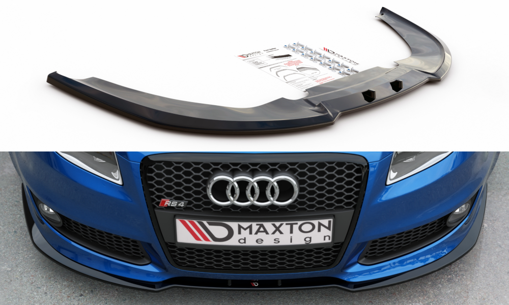 Image of Front Splitter V.2 Audi RS4 B7 - Gloss Black