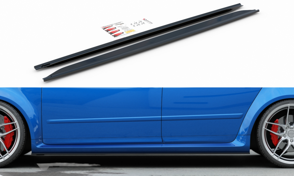 Image of Side Skirts Diffusers Audi RS4 B7 - Gloss Black