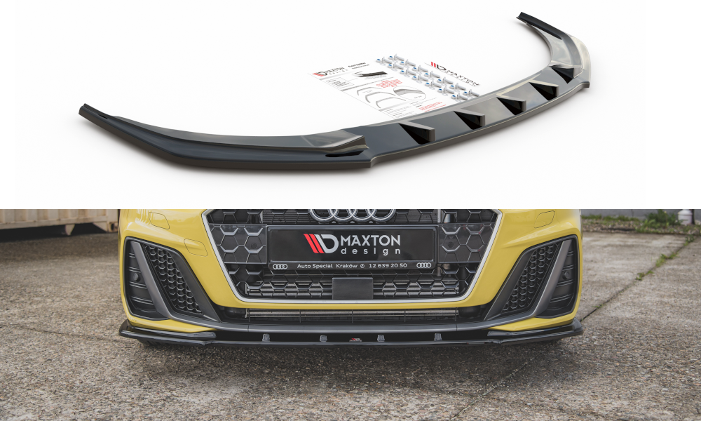 Image of Front Splitter V.1 Audi A1 S-Line GB - Gloss Black