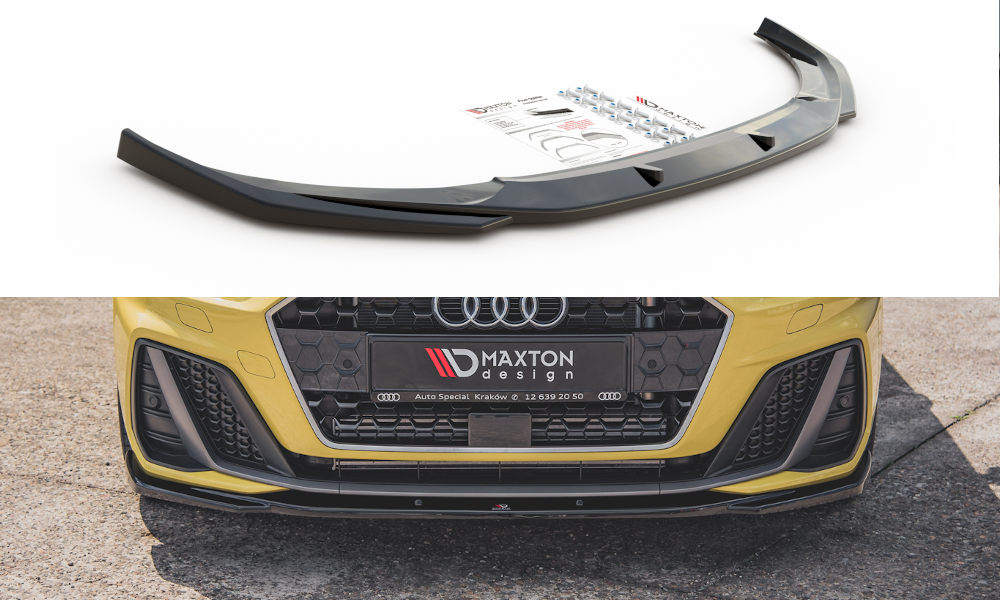 Image of Front Splitter V.2 Audi A1 S-Line GB - Gloss Black