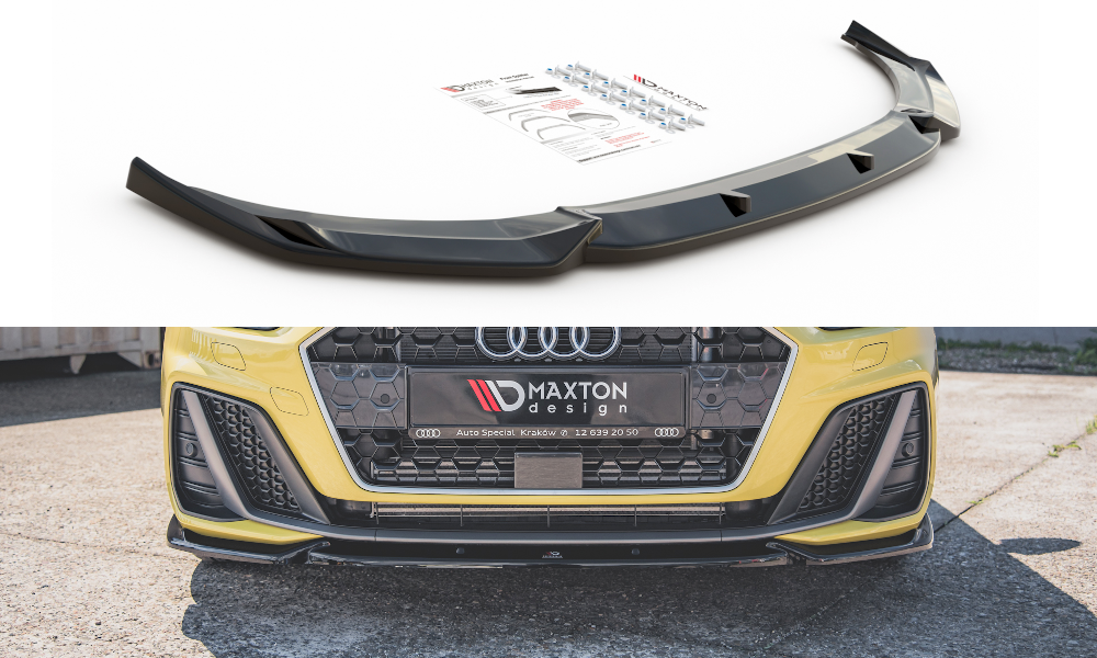Image of Front Splitter V.3 Audi A1 S-Line GB - Gloss Black