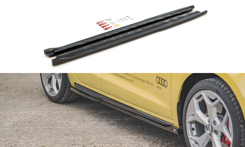 Image of Side Skirts Diffusers Audi A1 S-Line GB - Gloss Black