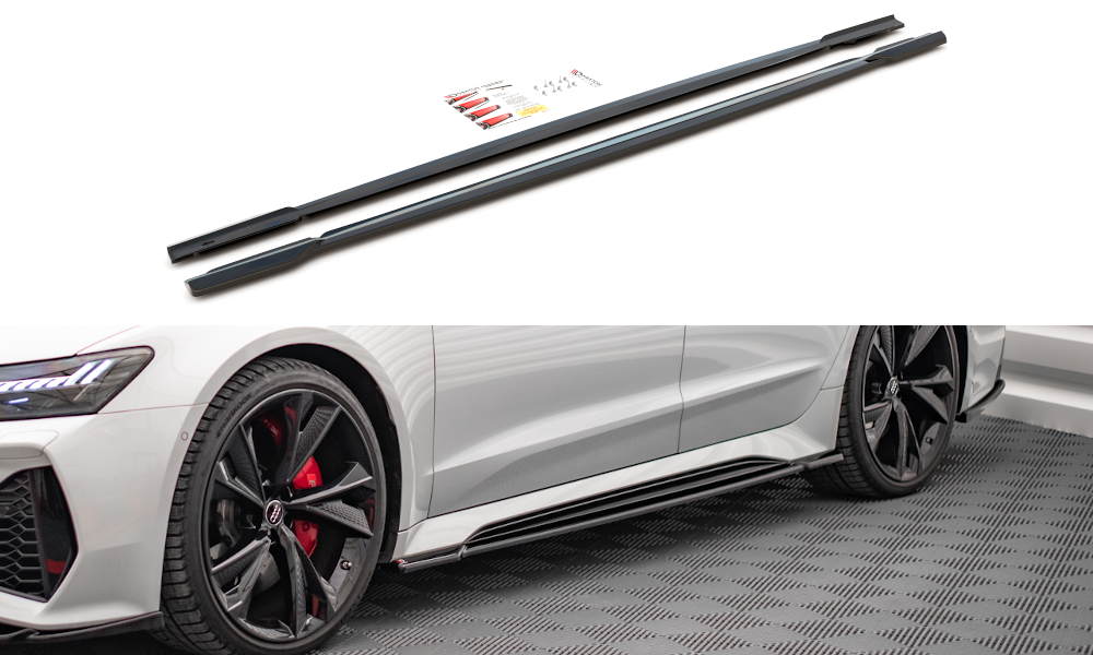 Image of Sideskirts Diffusers V.1 Audi RS6 C8 / RS7 C8 - Getextureerd