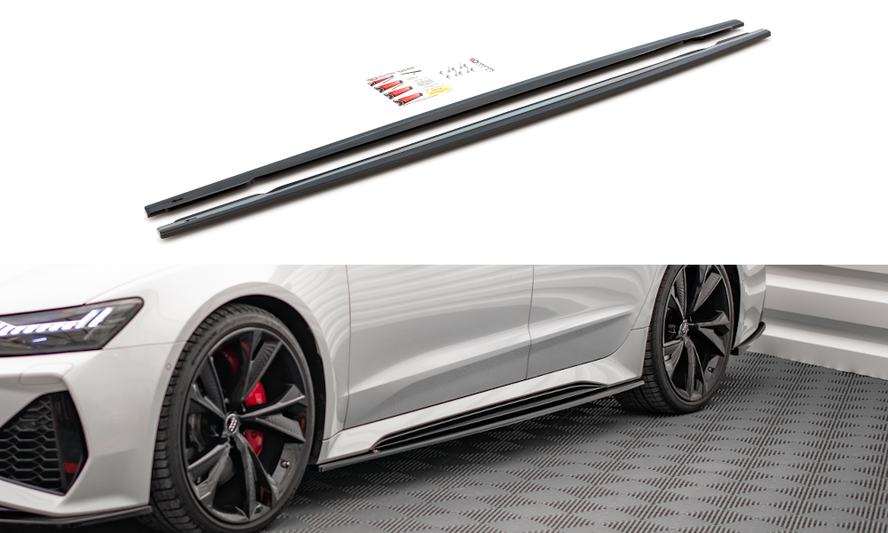 Image of Sideskirts diffusers V.2 Audi RS6 C8 / RS7 C8 - Glanzend Zwart