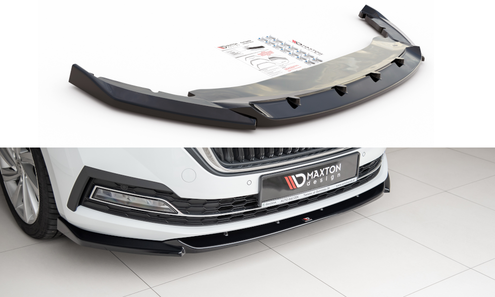 Image of Front Splitter V.1 Skoda Octavia MK4 - Gloss Black
