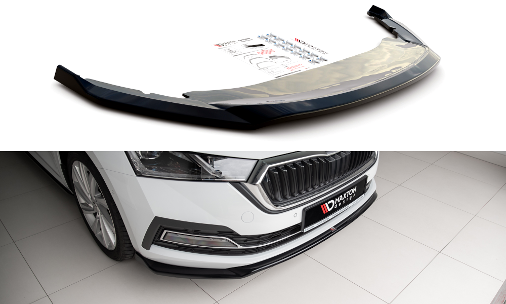 Image of Front Splitter V.2 Skoda Octavia MK4 - Gloss Black
