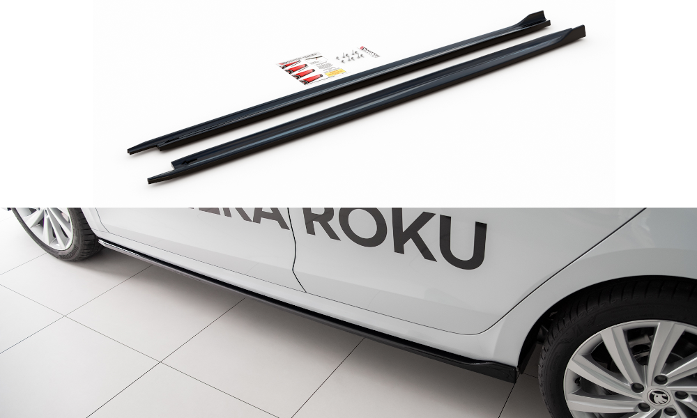 Image of Side Skirts Diffusers V.1 Skoda Octavia MK4 - Gloss Black