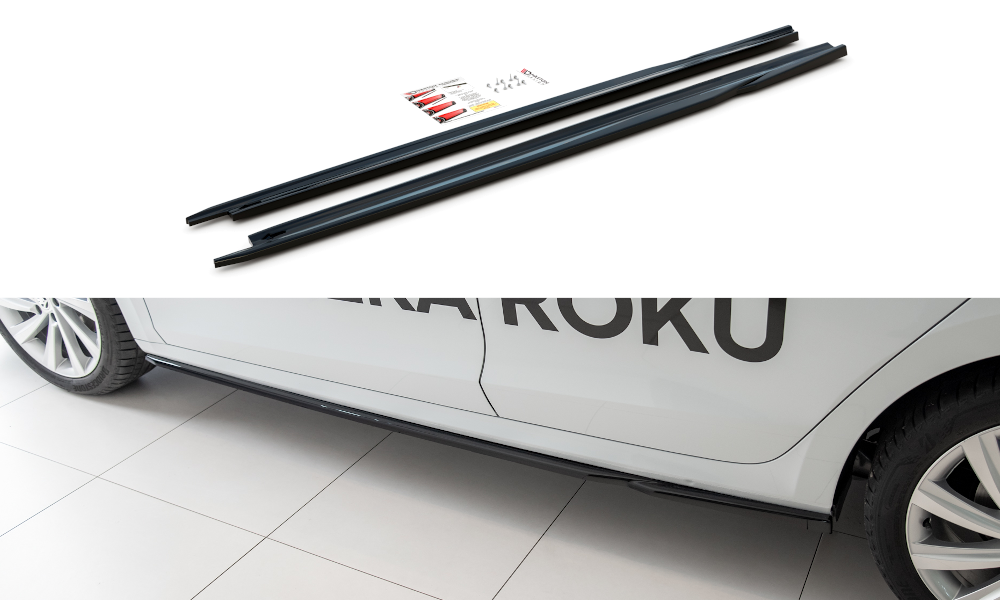 Image of Side Skirts Diffusers V.2 Skoda Octavia MK4 - Gloss Black