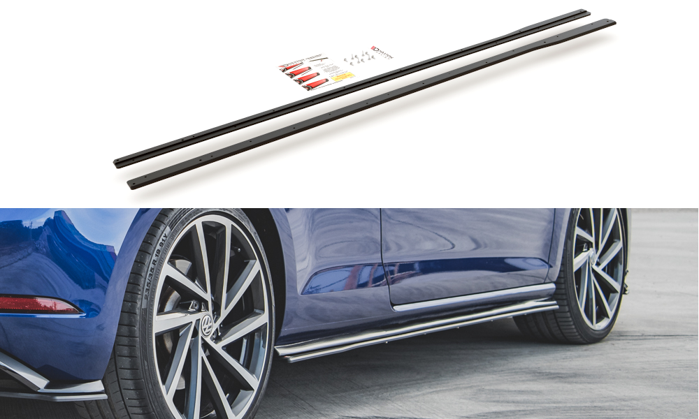 Image of Side Skirts Diffusers VW Golf 7 R/R-Line Facelift-Red Line