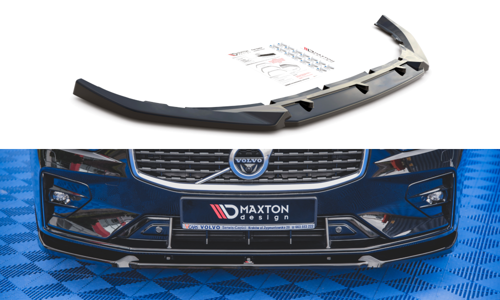 Image of Front Splitter V.1 Volvo S60/V60 R-Design MK3 - Gloss Black