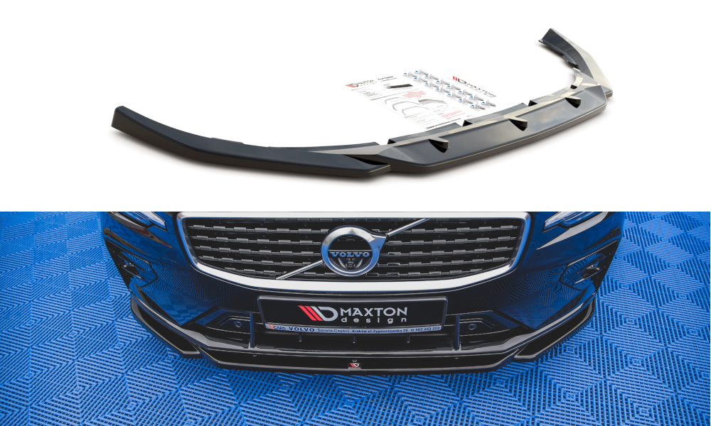 Image of Front Splitter V.2 Volvo S60/V60 R-Design MK3 - Gloss Black