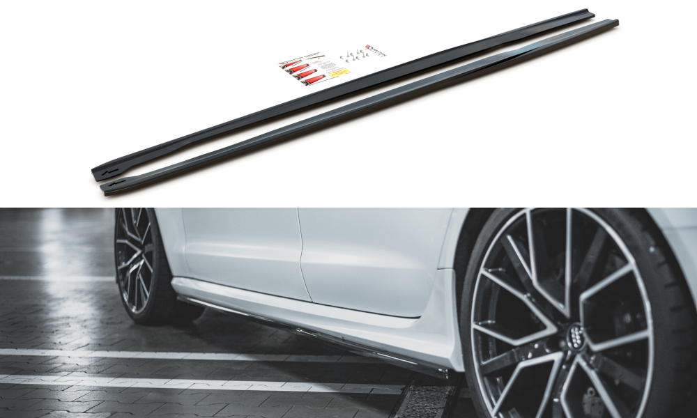 Image of Sideskirts Diffusers V.2 Audi RS6 C7 - Glanzend Zwart