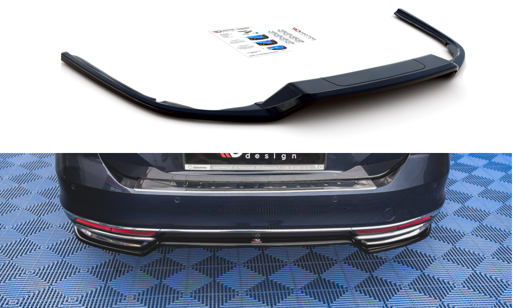 Image of Central Rear Splitter Volkswagen Passat B8 - Gloss Black
