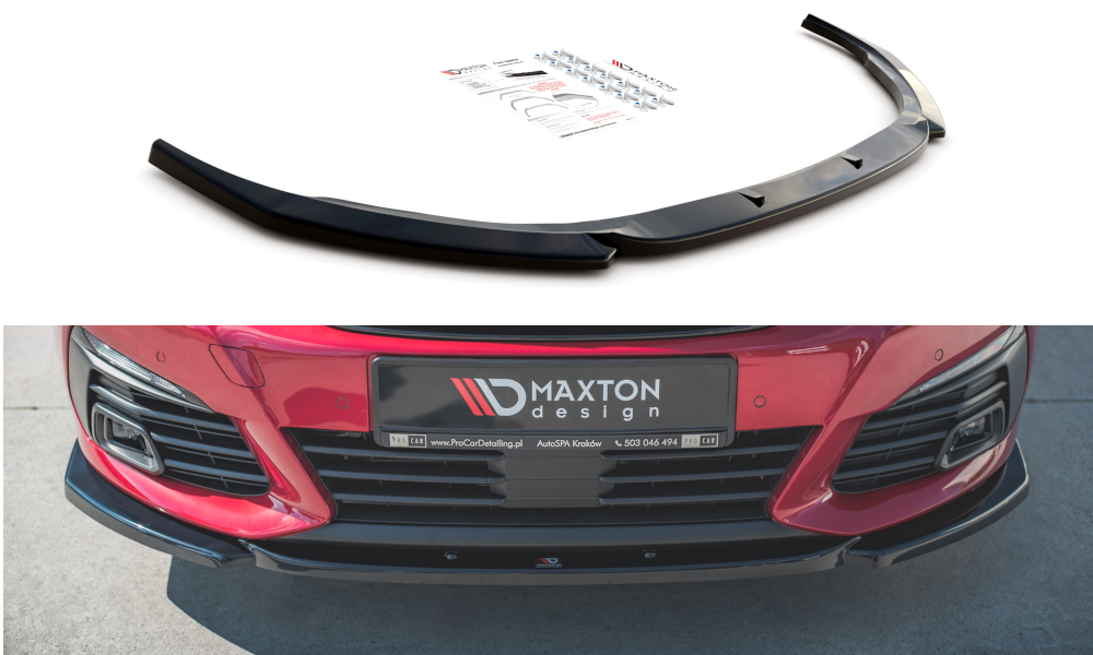 Image of Front Splitter V.2 Peugeot 308 GT MK2 Facelift - Gloss Black