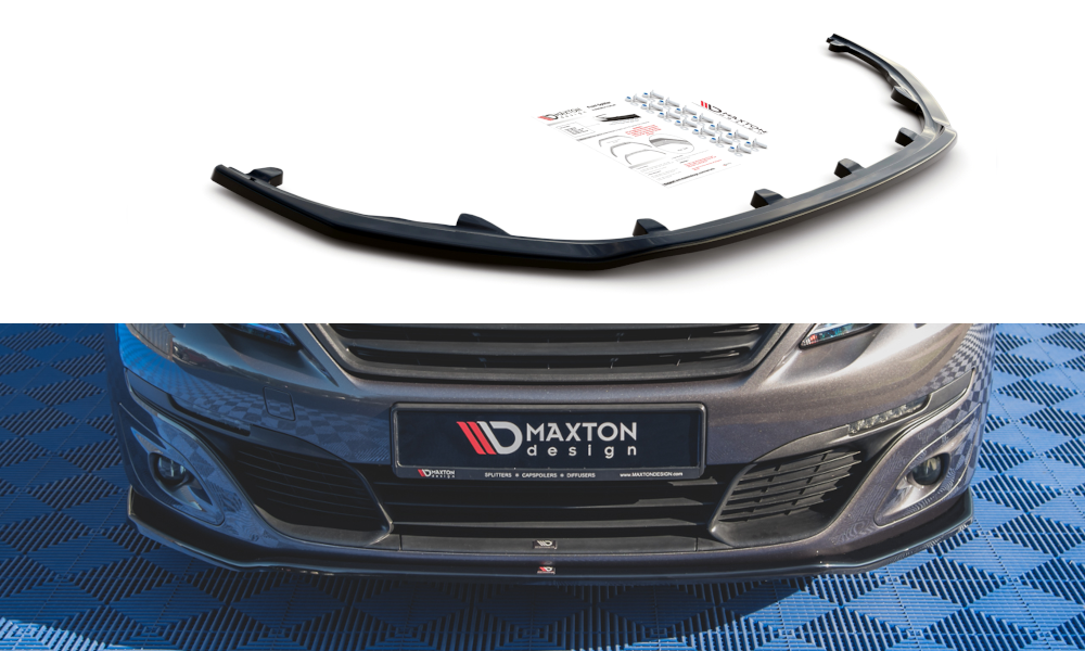 Image of Front Splitter V.1 Peugeot 308 MK2 Facelift - Gloss Black