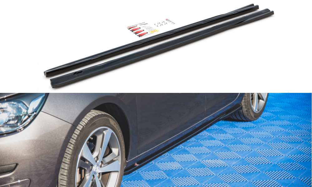 Image of Side Skirts Diffusers Peugeot 308 MK2 Facelift - Gloss Black