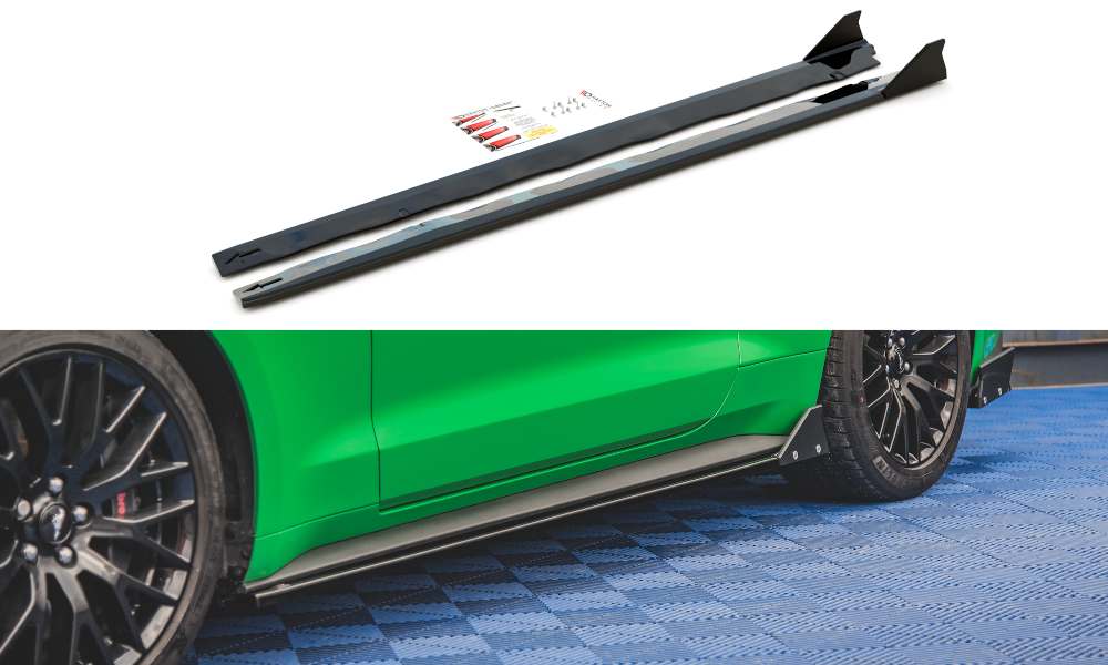 Image of Side Skirts Diffusers + Flaps Ford Mustang GT MK6 Facelift-N V2