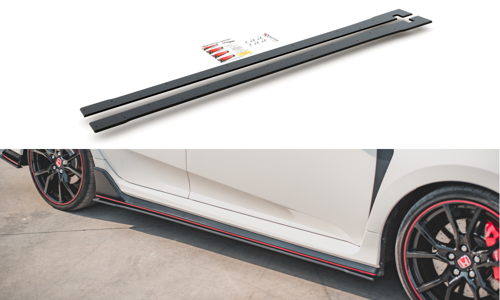 Image of Zijskirts Diffusers V.2 Honda Civic X Type-R-Zwart