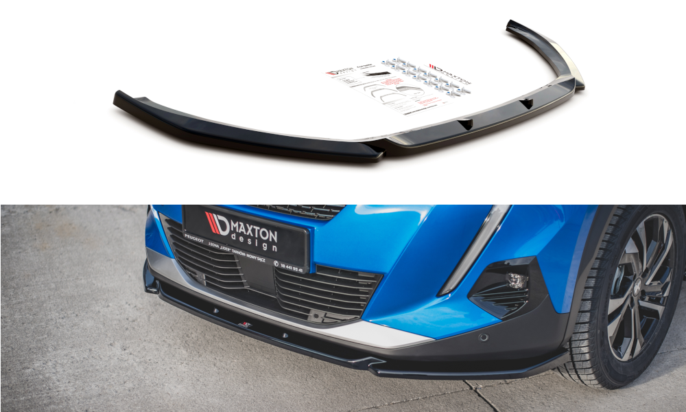 Image of Front Splitter V.2 Peugeot 2008 MK2 - Gloss Black