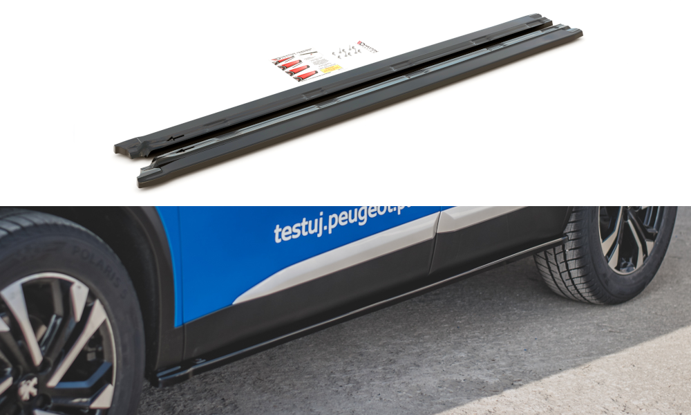Image of Side Skirts Diffusers Peugeot 2008 MK2 - Gloss Black